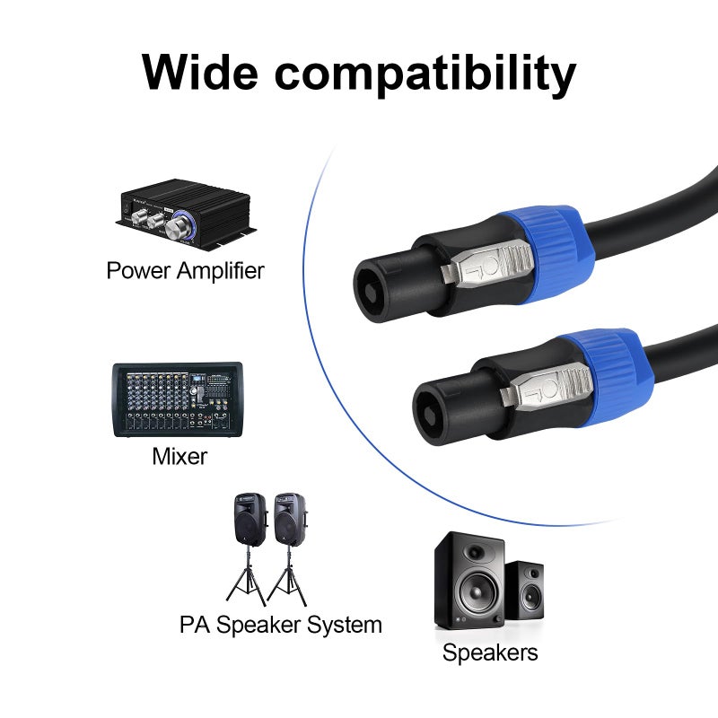 EBXYA كابل صوتي EBXYA Speakon إلى Speakon 8 قياس (AWG) 6 أقدام مع موصل Neutrik NL4FX (NL4FC)، 11.5 مم 2 موصلات - Image 2